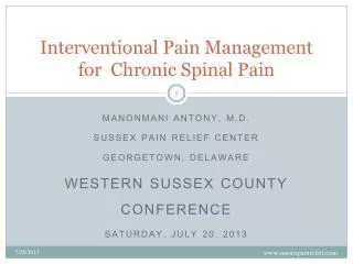 In terventio nal Pain Management for Chronic Spinal Pain