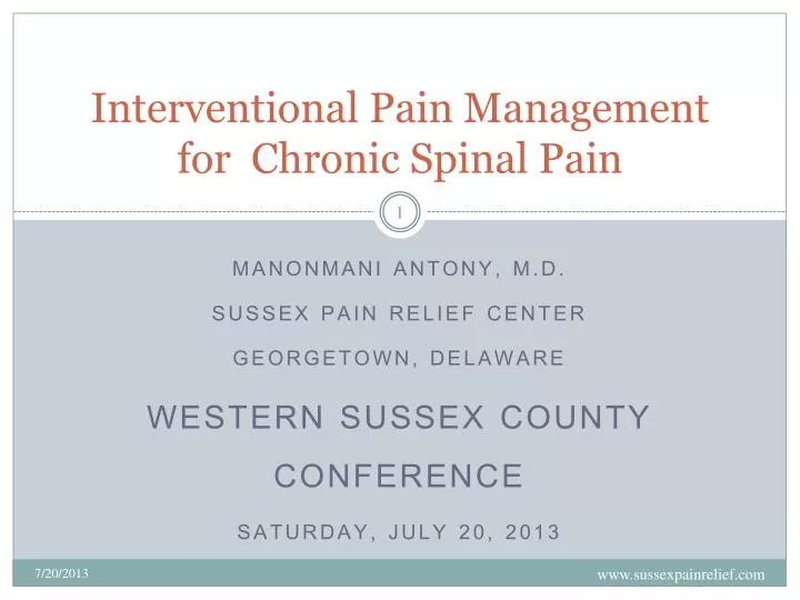 in terventio nal pain management for chronic spinal pain