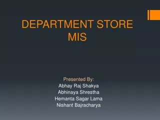 DEPARTMENT STORE MIS