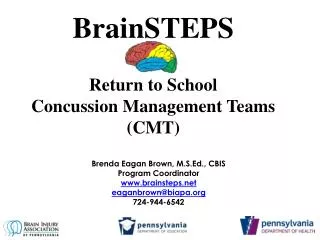 BrainSTEPS Return to School Concussion Management Teams (CMT)