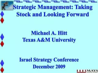 Strategic Management: Taking Stock and Looking Forward