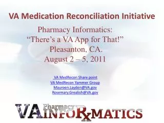 VA Medication Reconciliation Initiative