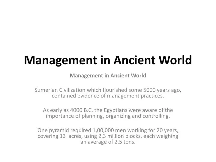 management in ancient world