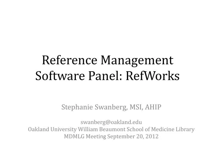 reference management software panel refworks