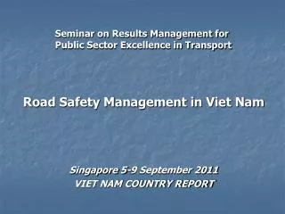 Seminar on Results Management for Public Sector Excellence in Transport