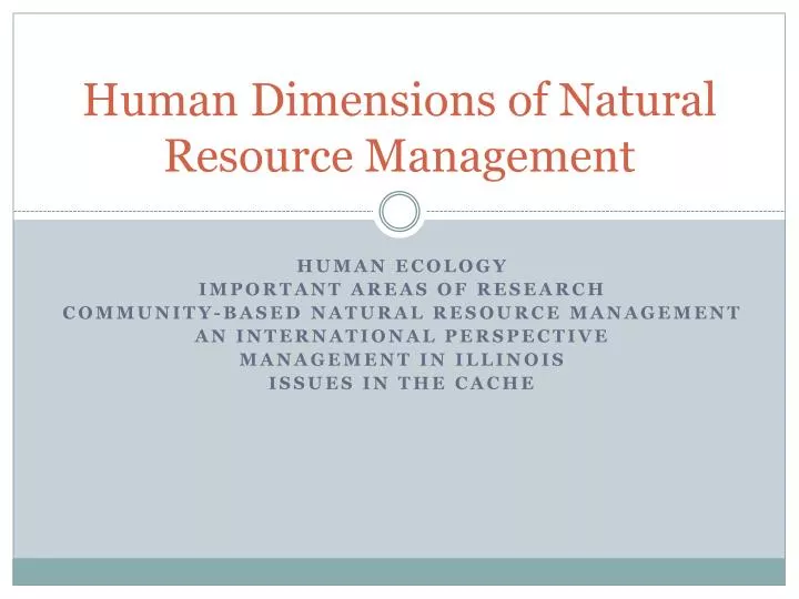 human dimensions of natural resource management