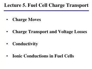 Lecture 5. Fuel Cell Charge Transport