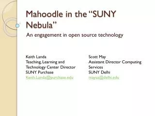 Mahoodle in the “SUNY Nebula”