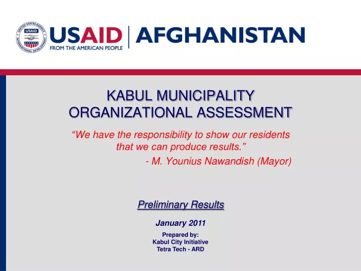 kabul municipality organizational assessment