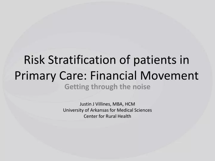 risk stratification of patients in primary care financial movement