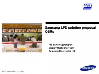 Samsung LFD solution proposal QSRs
