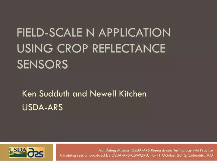 field scale n application using crop reflectance sensors