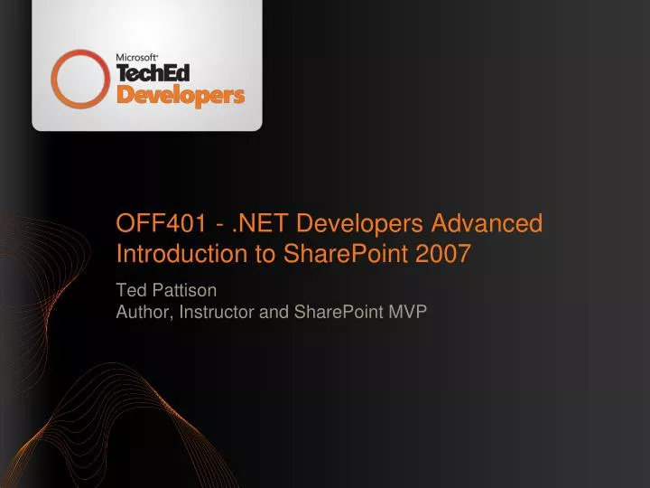 off401 net developers advanced introduction to sharepoint 2007