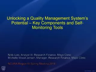 Unlocking a Quality Management System’s Potential – Key Components and Self- Monitoring Tools
