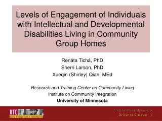 Levels of Engagement of Individuals with Intellectual and Developmental Disabilities Living in Community Group Homes