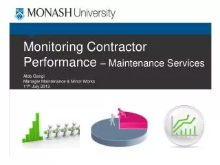 Monitoring Contractor Performance – Maintenance Services