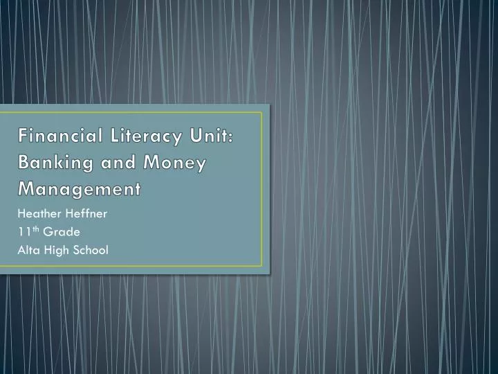 financial literacy unit banking and money management