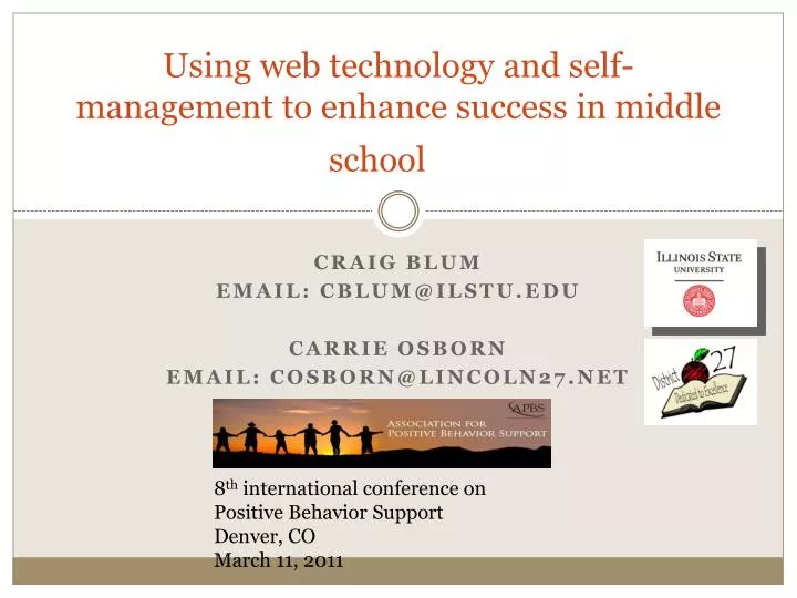 using web technology and self management to enhance success in middle school