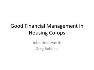 Good Financial Management in Housing Co-ops