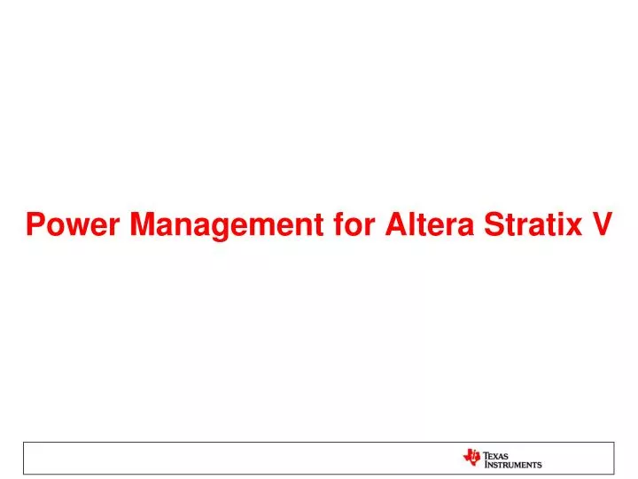 power management for altera stratix v