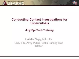 Conducting Contact Investigations for Tuberculosis July Epi-Tech Training