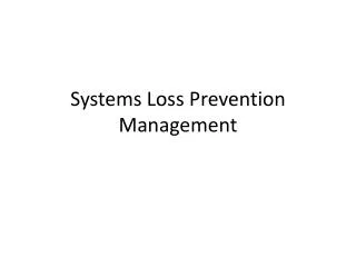 Systems Loss Prevention Management