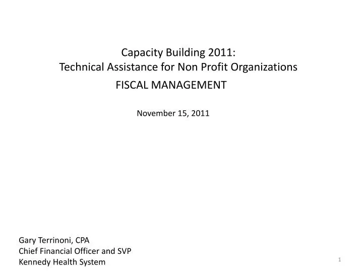 capacity building 2011 technical assistance for non profit organizations