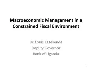 Macroeconomic Management in a Constrained Fiscal Environment