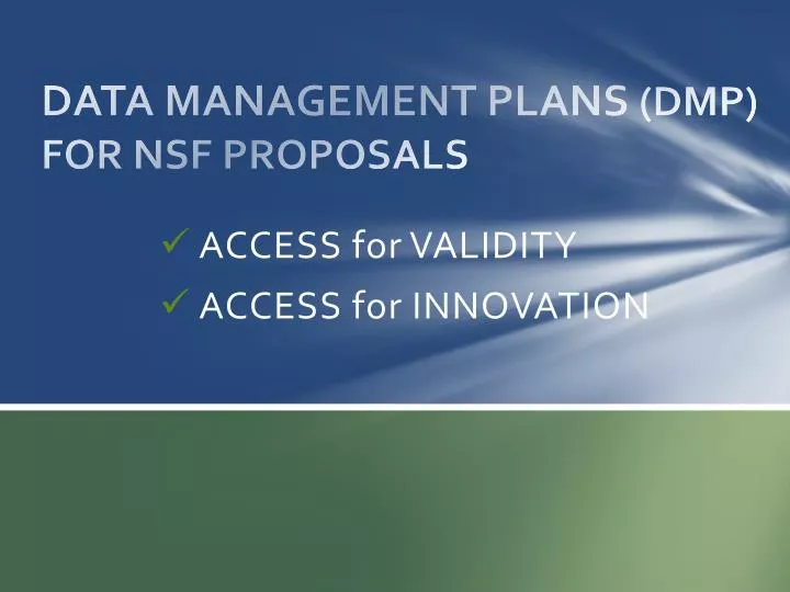 data management plans dmp for nsf proposals