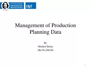 Management of Production Planning Data
