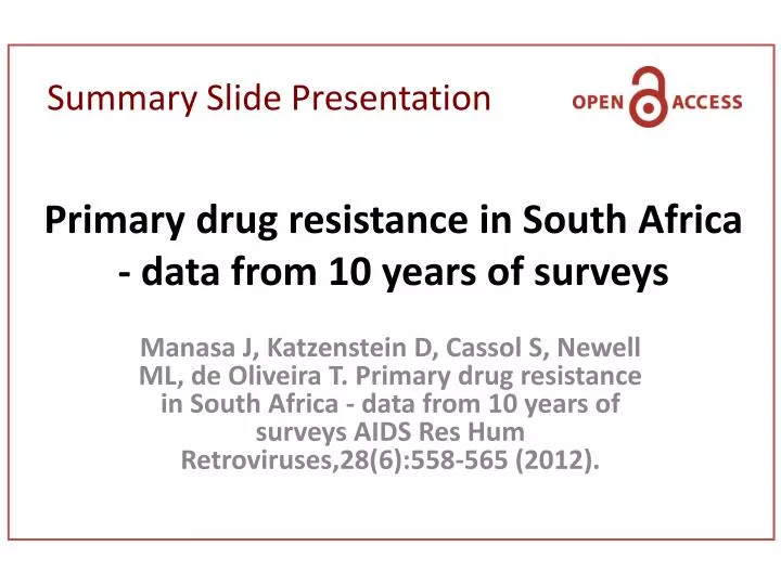 primary drug resistance in south africa data from 10 years of surveys