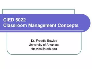 CIED 5022 Classroom Management Concepts