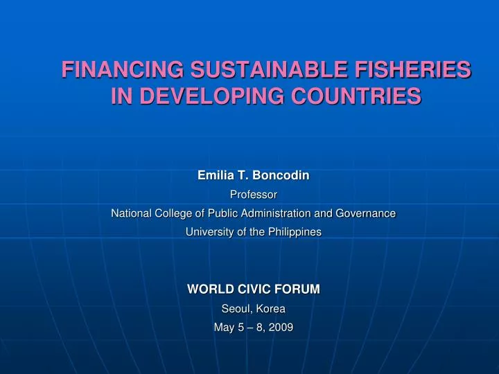 financing sustainable fisheries in developing countries