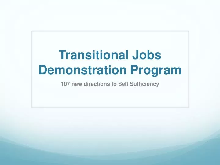 transitional jobs demonstration program