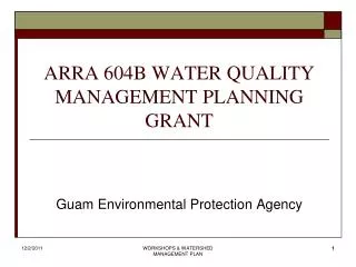 ARRA 604B WATER QUALITY MANAGEMENT PLANNING GRANT