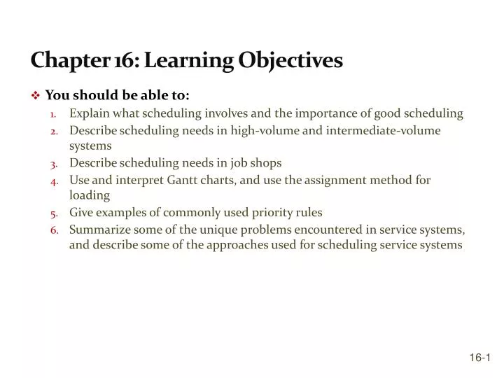 chapter 16 learning objectives