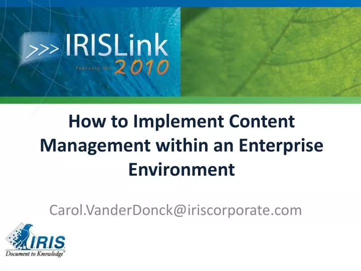 how to implement content management within an enterprise environment