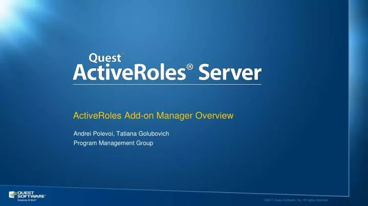 activeroles add on manager overview