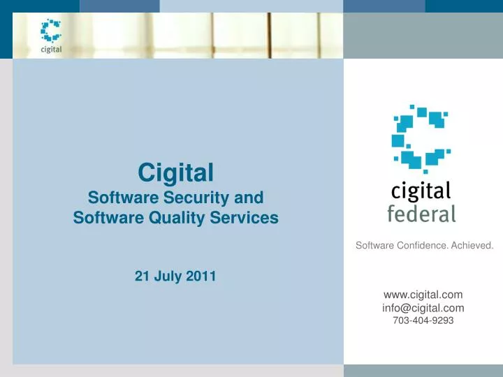 cigital software security and software quality services 21 july 2011