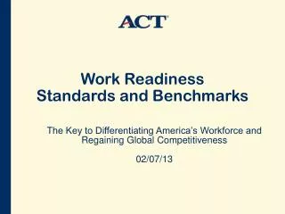 Work Readiness Standards and Benchmarks