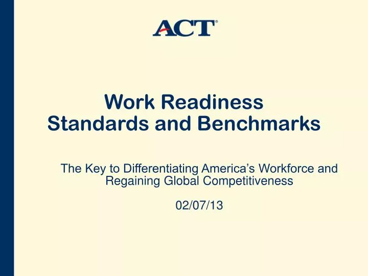 work readiness standards and benchmarks