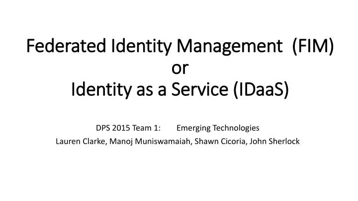 federated identity management fim or identity as a service idaas