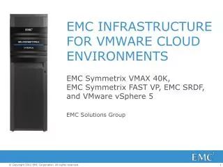 EMC INFRASTRUCTURE FOR VMWARE CLOUD ENVIRONMENTS