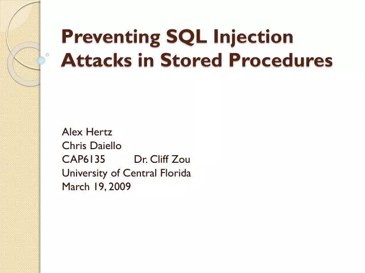 preventing sql injection attacks in stored procedures