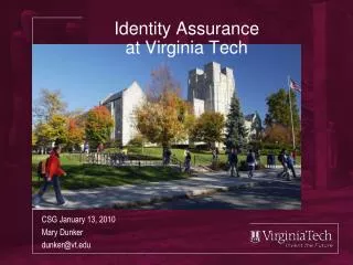 Identity Assurance at Virginia Tech