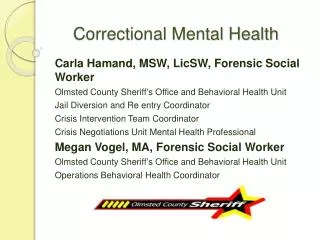 Correctional Mental Health