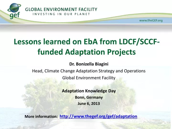 lessons learned on eba from ldcf sccf funded adaptation projects