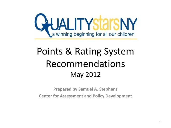 points rating system recommendations may 2012