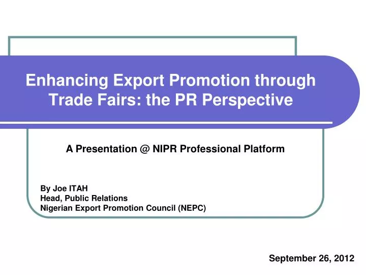 enhancing export promotion through trade fairs the pr perspective