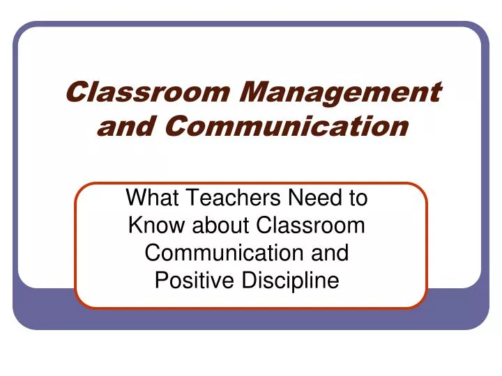 classroom management and communication